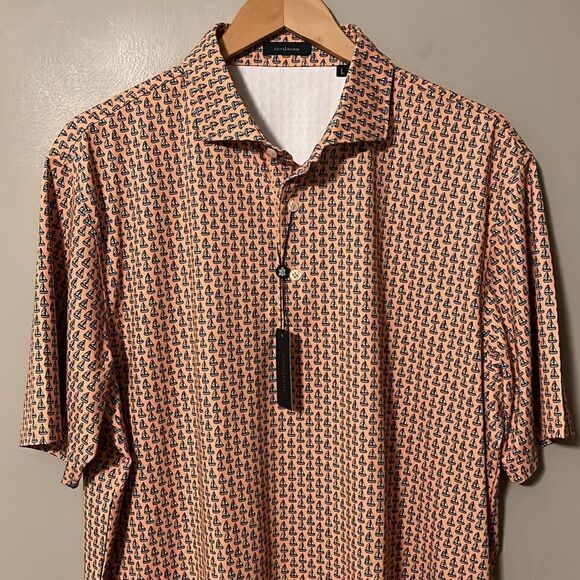 New! Turtleson Skipper Performance Orange Sailboat Print Shirt Creamsicle - Picture 4 of 12